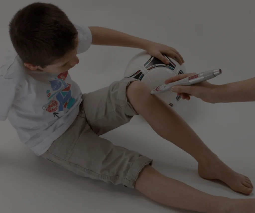 Laser acupuncture being applied to a patient